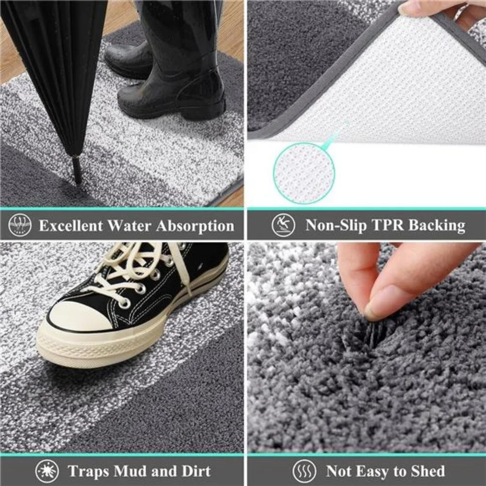 Indoor Doormat Entryway Door Rug, Non Slip Absorbent Mud Trapper Mat Floor Mat,
